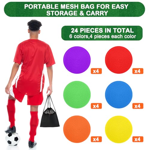 Poly Spot Markers for Gym Floor - 24 Pcs 6 Inch Non-Slip Dots