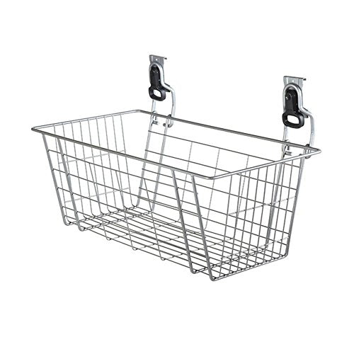 Rubbermaid Garage FastTrack Wire Mesh Basket Wall Mounted Storage System Holds up to 50 pounds Satin Nickel for Tool/Toy/Sports Equipment