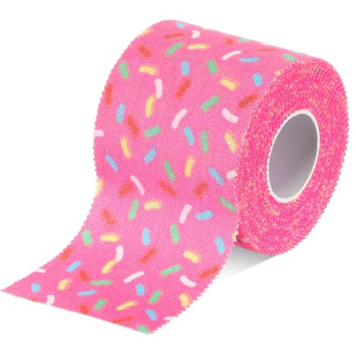 Cotton Wrist Tape for Athletes - 2in x 23ft, Colorful Dots/Pink