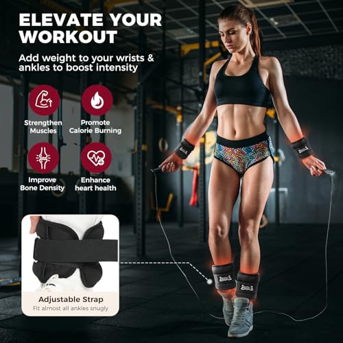 Adjustable Ankle Wrist Weights Set - 0.5 to 5 lb for Fitness