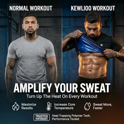 Heat Trapping Sauna Shirt for Men - Compression Sweat Vest, X-Large Black