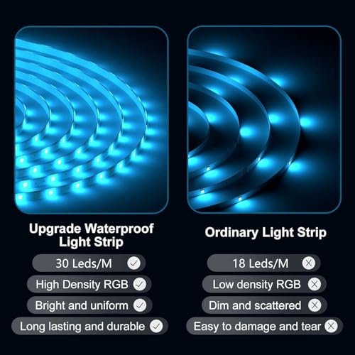 Vbakor Waterproof 50FT RGB Marine LED Strip Lights for Boats, Pontoon & Yacht
