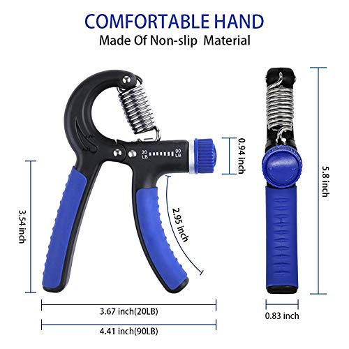 Adjustable Hand Grip Strengthener - 2 Pack Forearm Exerciser 20-90lbs