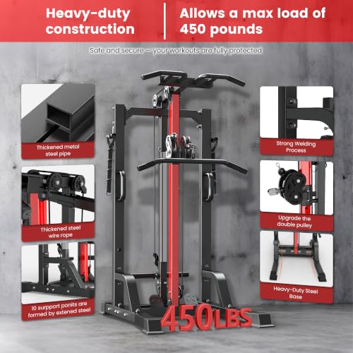 Power Tower Pull Up Bar & Cable Machine - Black-04