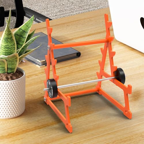 Squat Rack Pen Holder - Steel Barbell Design, Orange