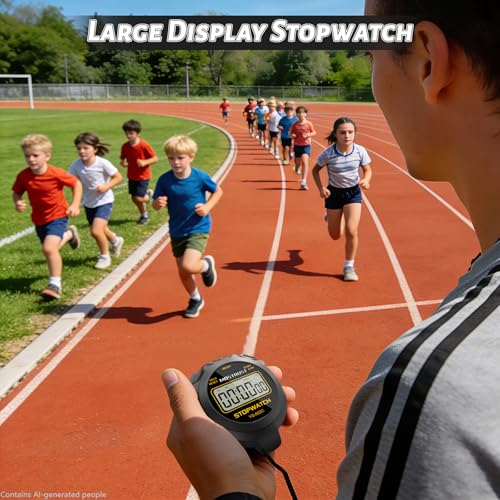 Digital Stopwatch Timer - Simple Operation, Silent Mode, 1 Lap Non-Waterproof Black