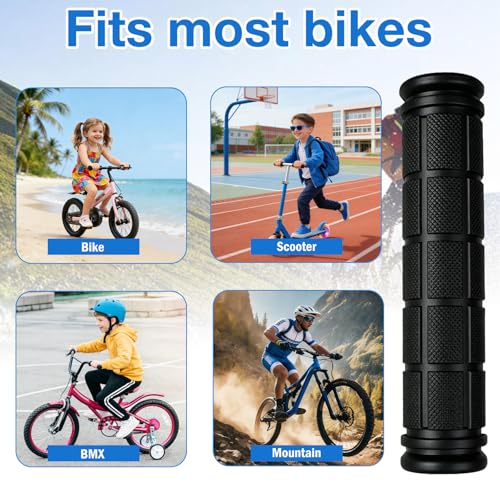 Bicycle Handlebar Grips - Soft Rubber Mushroom Grips, 2 Pairs - Black