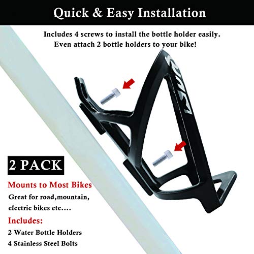 2-Pack Lightweight Bike Water Bottle Cage - Black