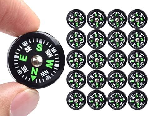 20 Pack Mini Pocket Compass - Oil Filled, 20mm, for Outdoor Activities