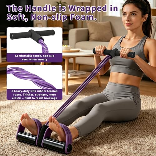 6-Tube Tension Rope Resistance Band - Purple Elastic Fitness Equipment