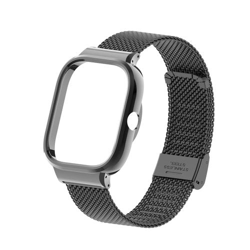HOPMC For Redmi Watch 4 Strap Metal Case 22mm Stainless Steel Mesh Replacement Straps for Redmi Smartwatch 4 (Black), 230MM