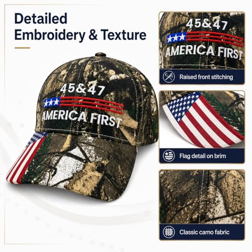 Patriotic Camo Baseball Cap - Adjustable American Flag Hat