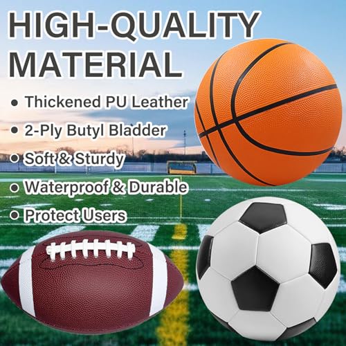 Classic 3-Piece Sports Balls Set with Pump - Soccer, Basketball & Football for All Ages