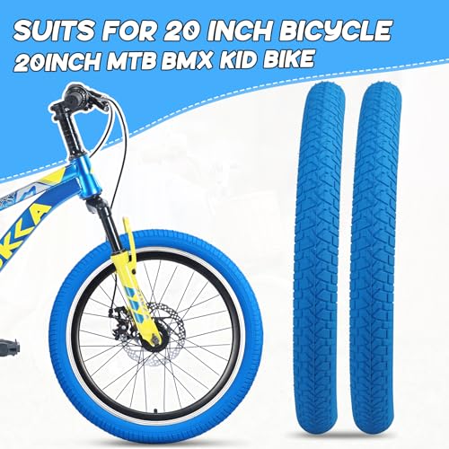 WEEROCK 20 Inch Bicycle Tires & Inner Tubes Blue 2 Pack for MTB BMX