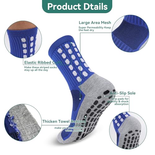 Men's Soccer Socks with Grip Pads - 2 Pairs White