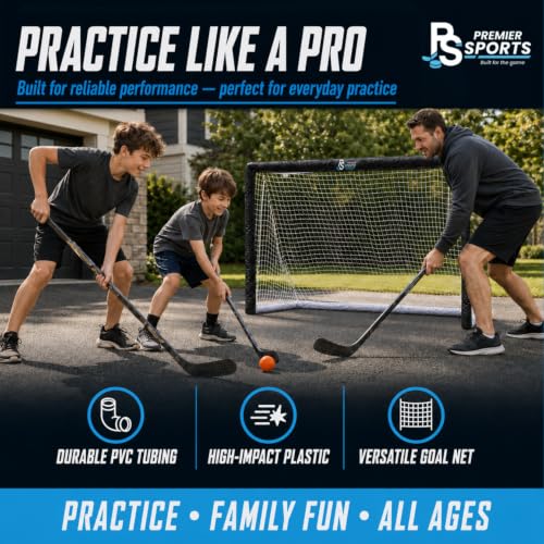 Portable 46" PVC Street Hockey Goal & Shooter Tutor - Indoor/Outdoor