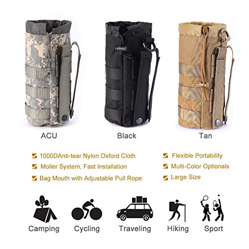 Tactical Water Bottle Holder Pouch - Black, 1 Pack