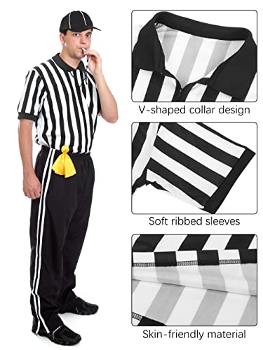 Referee Shirt Set for Football & Soccer - Black and White, Large