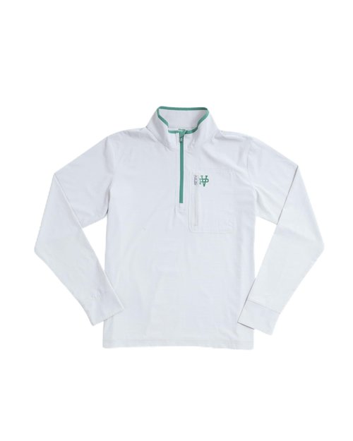 Varsity Pickle Men's Quarter Zip Pickleball Performance Pullover, Light Grey/Green (Medium)