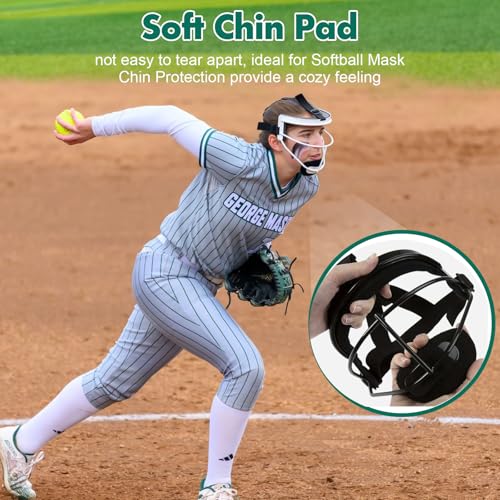 3-Pack Softball Face Mask Chin Pads - Detachable Chin Cup