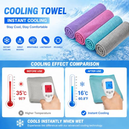 Cooling Towel 3 Pack for Neck & Face - Macaron Pink, Light Purple, Blue