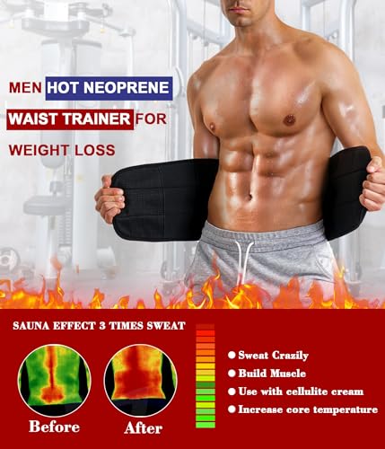 Men's Waist Trainer Compression Shapewear Sweat Belt - Medium Black