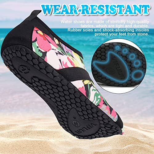 Quick Dry Aqua Shoes for Women & Men - Colorful Flowers