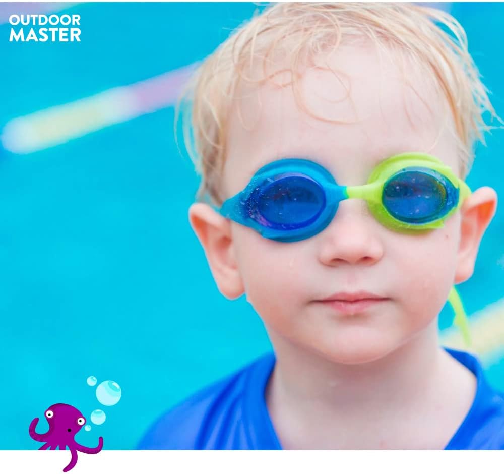 OutdoorMaster Kids Swim Goggles - Quick Adjustable Strap for Comfortable Fit | 2-Pack
