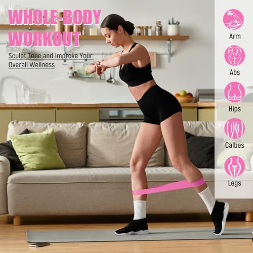 Deekin Pink Resistance Loop Exercise Bands Set - 25-30 lbs, 20 pcs for Fitness & Yoga