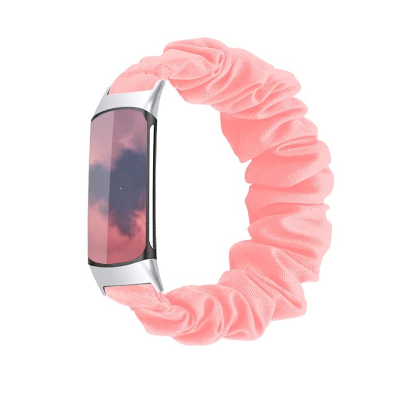 GTHY Scrunchie bands Compatible with Fitbit Charge 5 Band,For Women,Replacement Strap,Large Small,Elastic Fabric Pattern Wristbands Soft Cloth watch band For Charge 5 (6Color, Small)