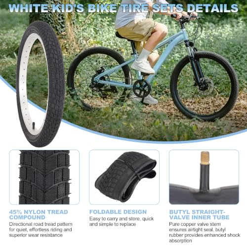 RUHUO 18x2.125 Bike Tire & Tube Set - 18 Inch Kids BMX Folding Bike