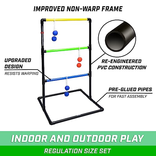 Ladder Toss Game Set with 6 Soft Rubber Bolo Balls & Carrying Case