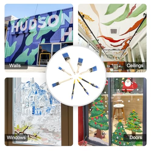 Professional 8-Piece Wall Painting Brush Set - Angled/Flat Trim Brushes (1"-2.5") with Durable Bristles for Walls, Doors, Cabinets, DIY Projects | Smooth Finish & Corner Access