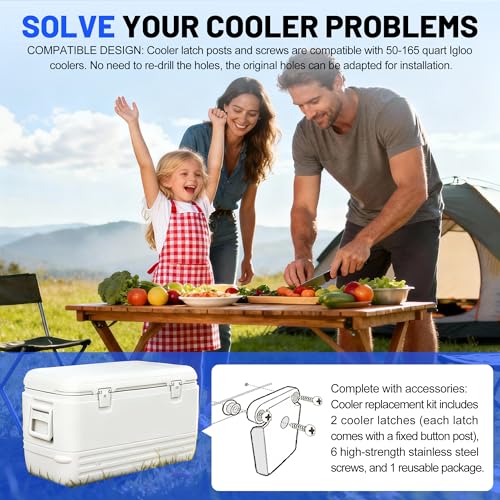High Strength Cooler Latch Replacement Kit - White 2 Pack