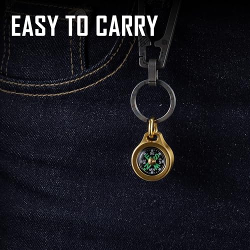 MecArmy Mini Compass CMP-Brass Waterproof Titanium & Brass Pocket Navigation Tool for Hiking & Survival