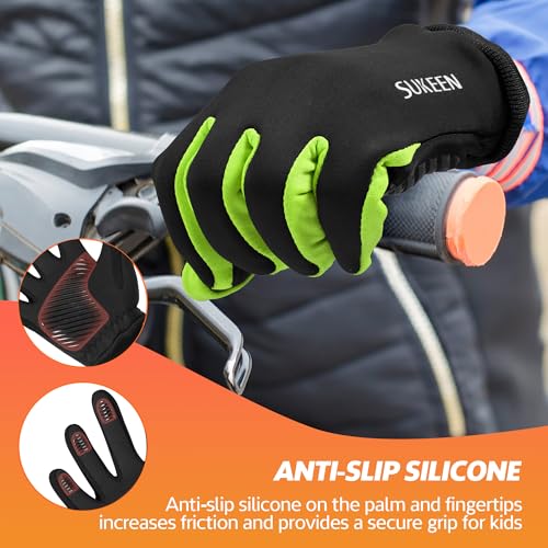 Kids Winter Gloves with Touchscreen - Green, Medium Size