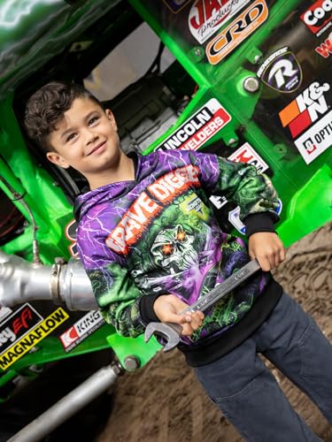 Monster Jam Grave Digger Toddler to Big Kid Fleece Hooded Sweatshirt - Edge-to-Edge Graphics