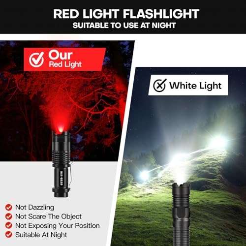 4 Pack Red LED Flashlights Single Mode Torch for Astronomy Night Observation