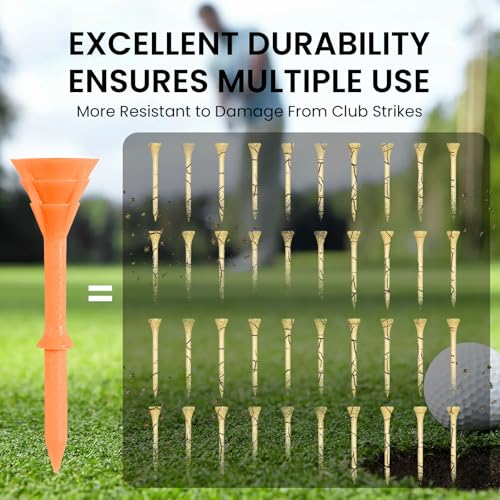 Durable Multicolor Golf Tees - 3 1/4 Inch, 30 Pack with Pouch