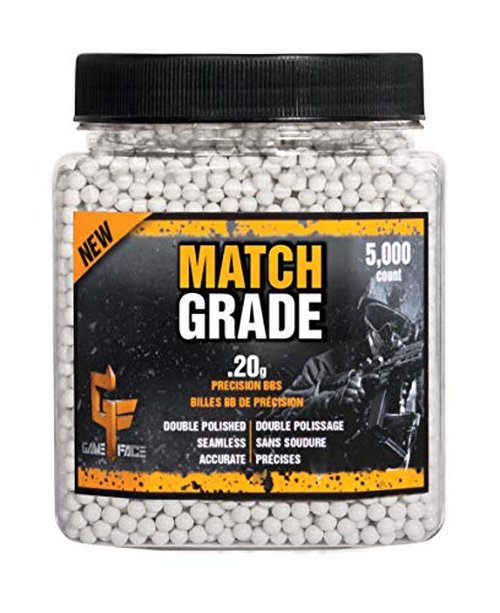Game Face 20GPW5J 6mm Match Grade .20-Gram 6mm White Airsoft BBs (5000-Count)