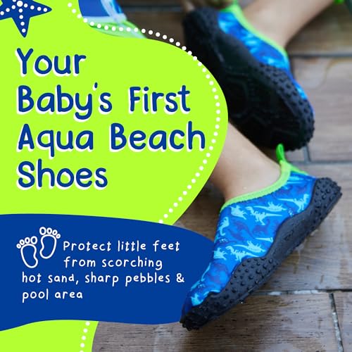Non-Slip Toddler Water Shoes for Beach and Pool - 6 Toddler Blue Dino