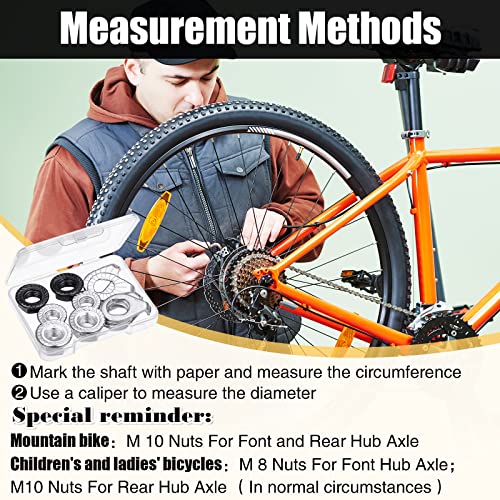 Bike Wheel Axle Nuts & Safety Washers - 12 Piece Set, 3 Sizes