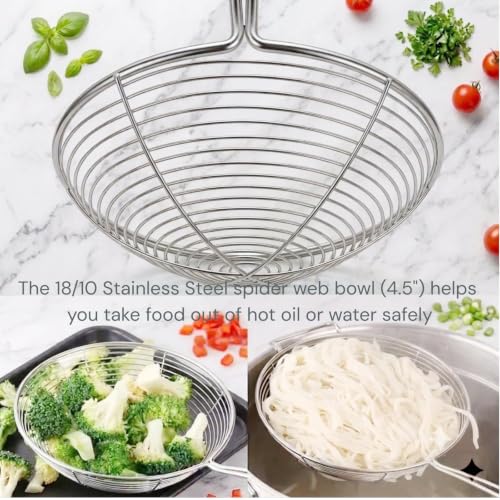 Stainless Steel Spider Strainer Skimmer - 13.7 Inch Kitchen Utensil