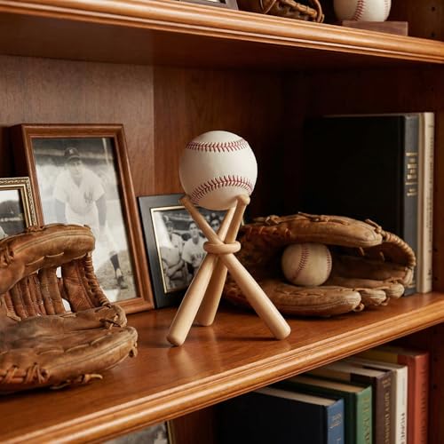 Wooden Baseball Display Stand with 3 Mini Bats