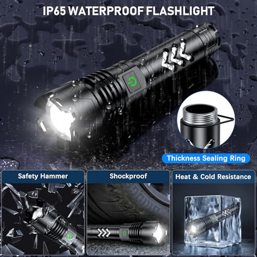 Alifa Flashlights High Lumens Rechargeable, 2Pack Rechargeable Flashlight, 990000lm Super Bright Flashlight, 5Mode Tactical Flashlights High Lumens, LED Flashlight High Powered,IP65Waterproof