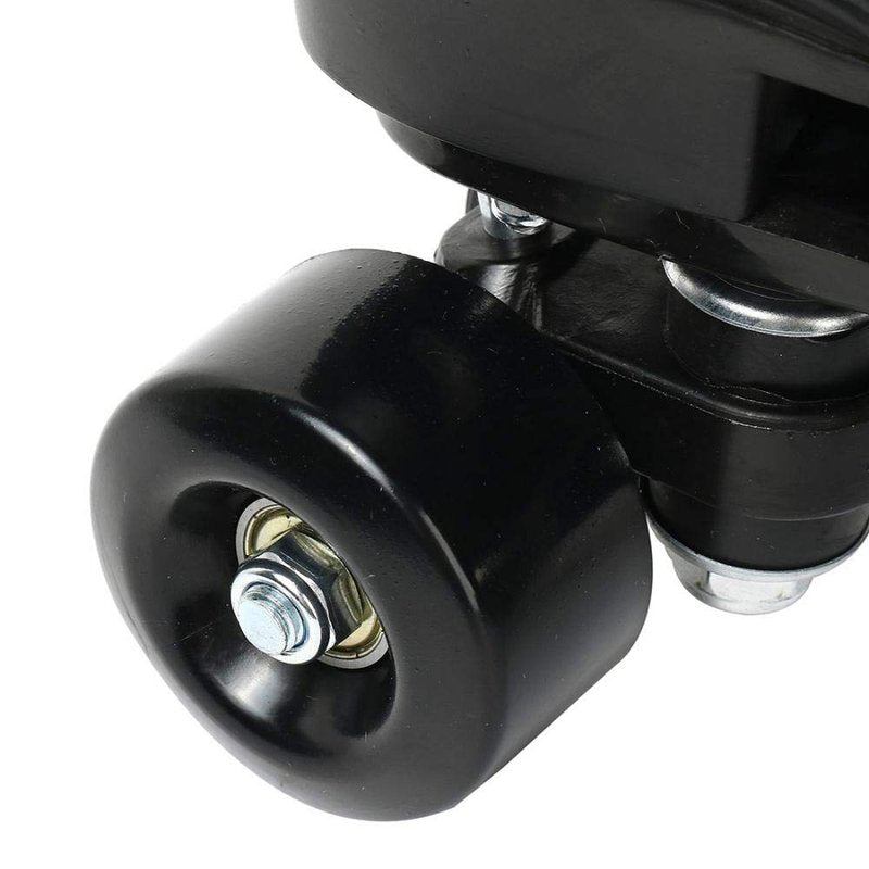 XUDREZ Roller Skates, Double Row Skates, Adjustable Leather High-top, Perfect Indoor Outdoor, Adult, Black Wheel, Women's 12 / Men's 10.5