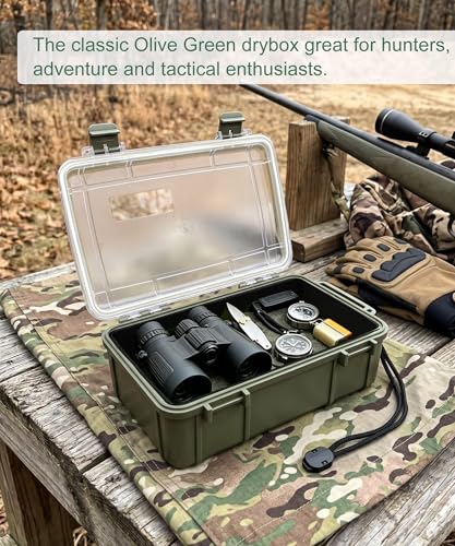 Uxwuy Olive Green Large Waterproof Dry Box – Airtight Floating Hard Case for Survival, Electronics & Outdoor Gear (Green)