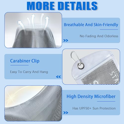 Cooling Towels 4-Pack - 40" x 12" Microfiber, Multicolor