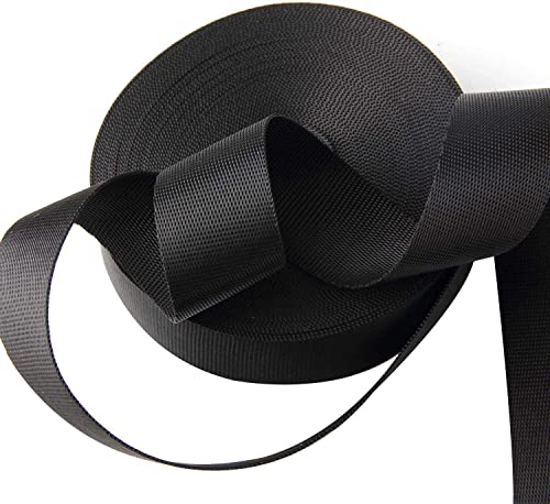 1 Inch Wide Black Nylon Webbing Strap - 10 Yards for Climbing, Bags & DIY