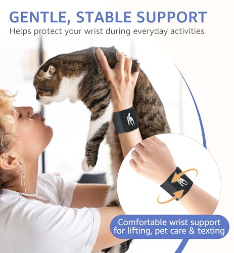 Wrist Compression Wraps 2-Pack - Adjustable Support Brace - Black